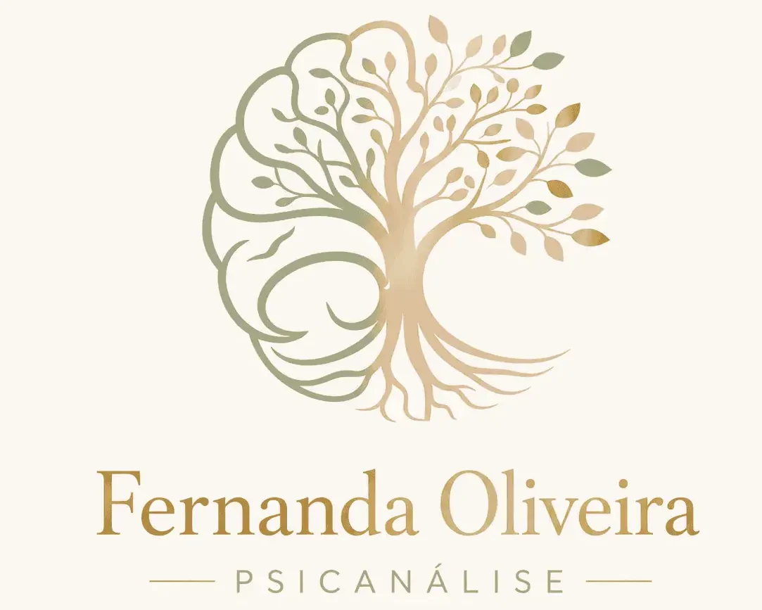 Logo de Fernanda Oliveira Psicanálise com ilustração de cérebro integrado a uma árvore, representando autoconhecimento, saúde emocional e crescimento pessoal.
